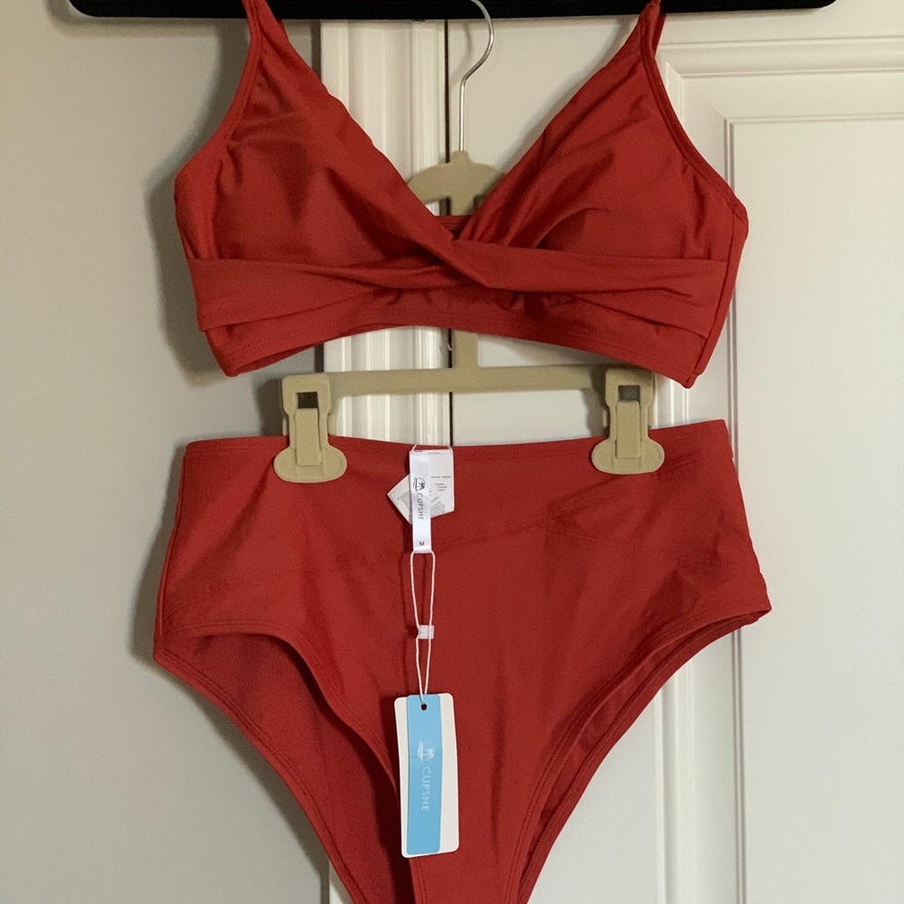 Marsala Twist High Waisted Bikini